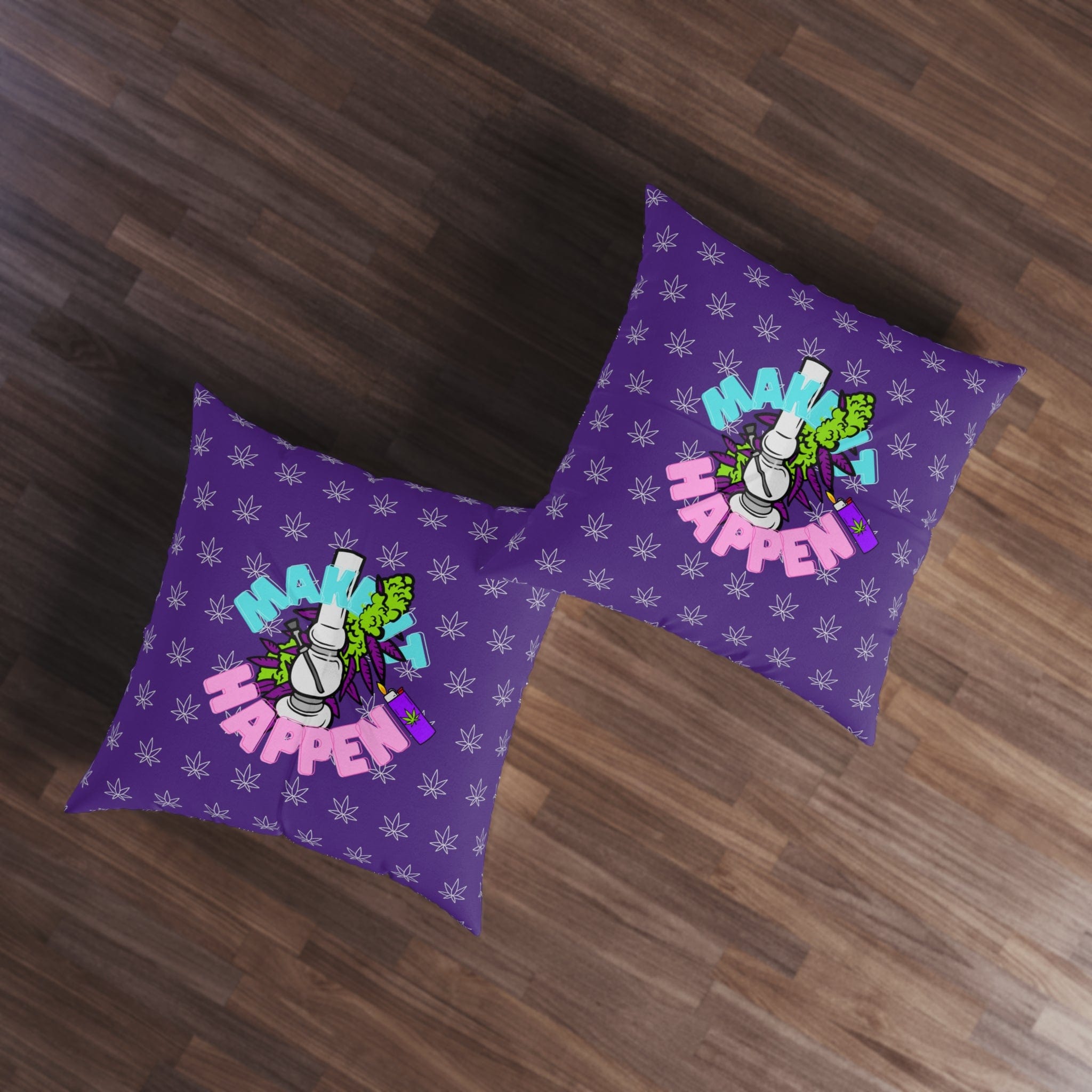 Make It Happen Cannabis Tufted Floor Pillow, Square