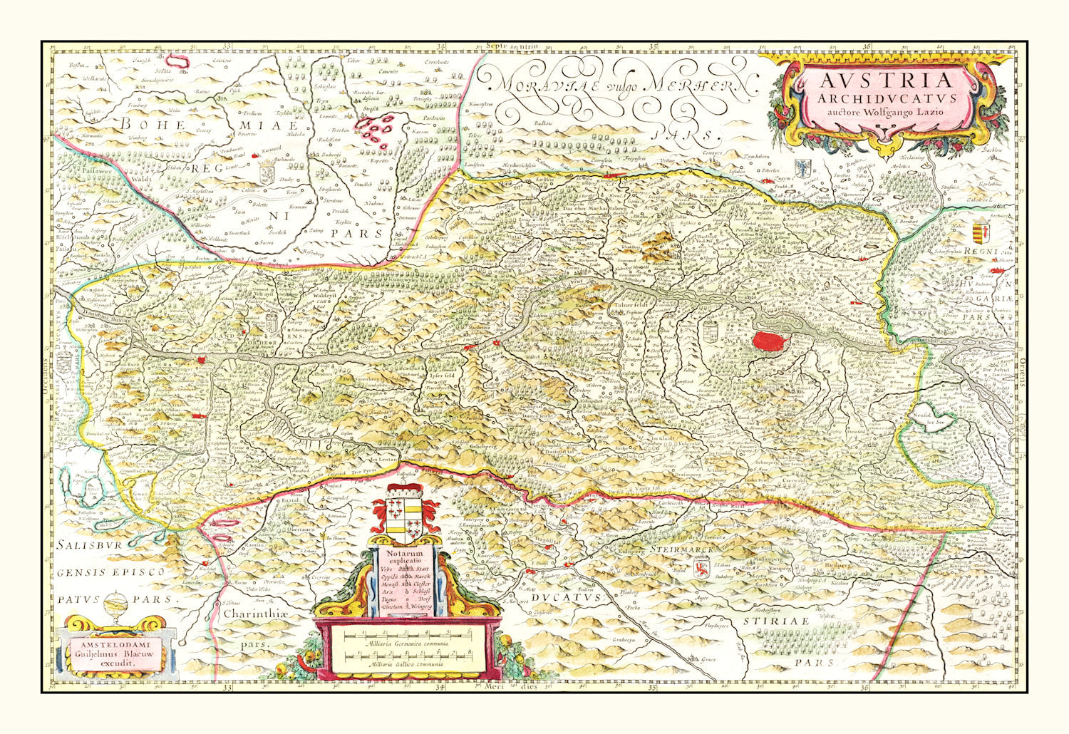 Vintage Map of Austria 1665