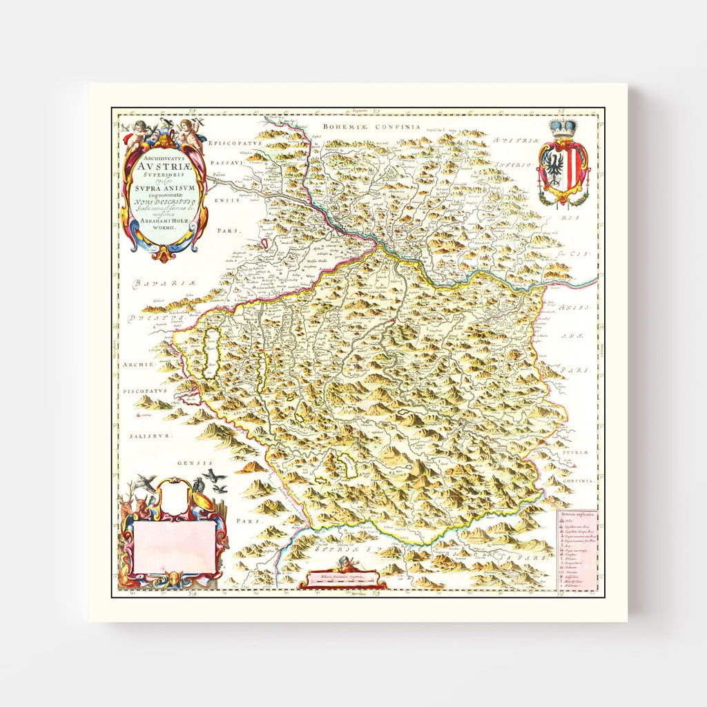 Vintage Map of Austria from Above 1665