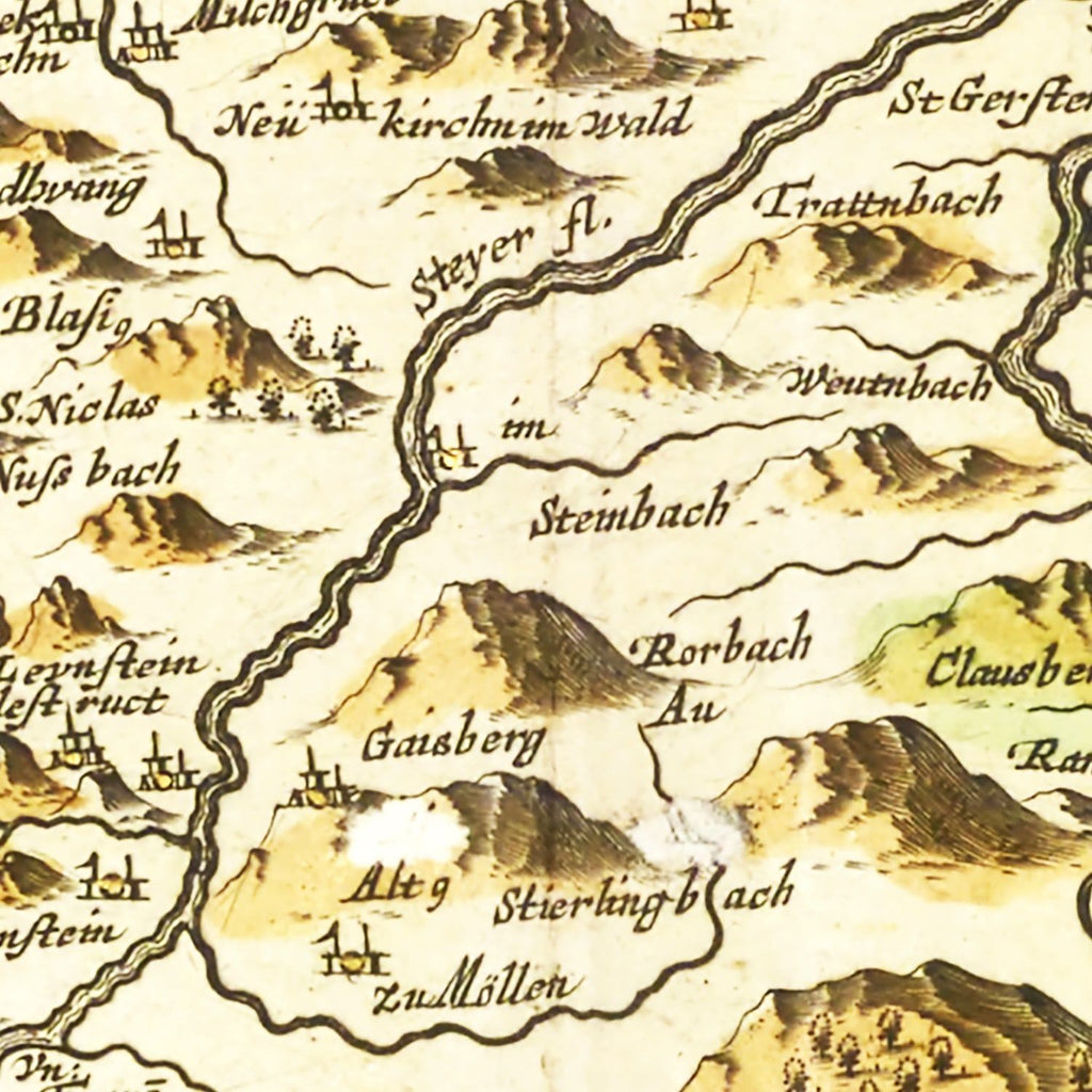 Vintage Map of Austria from Above 1665