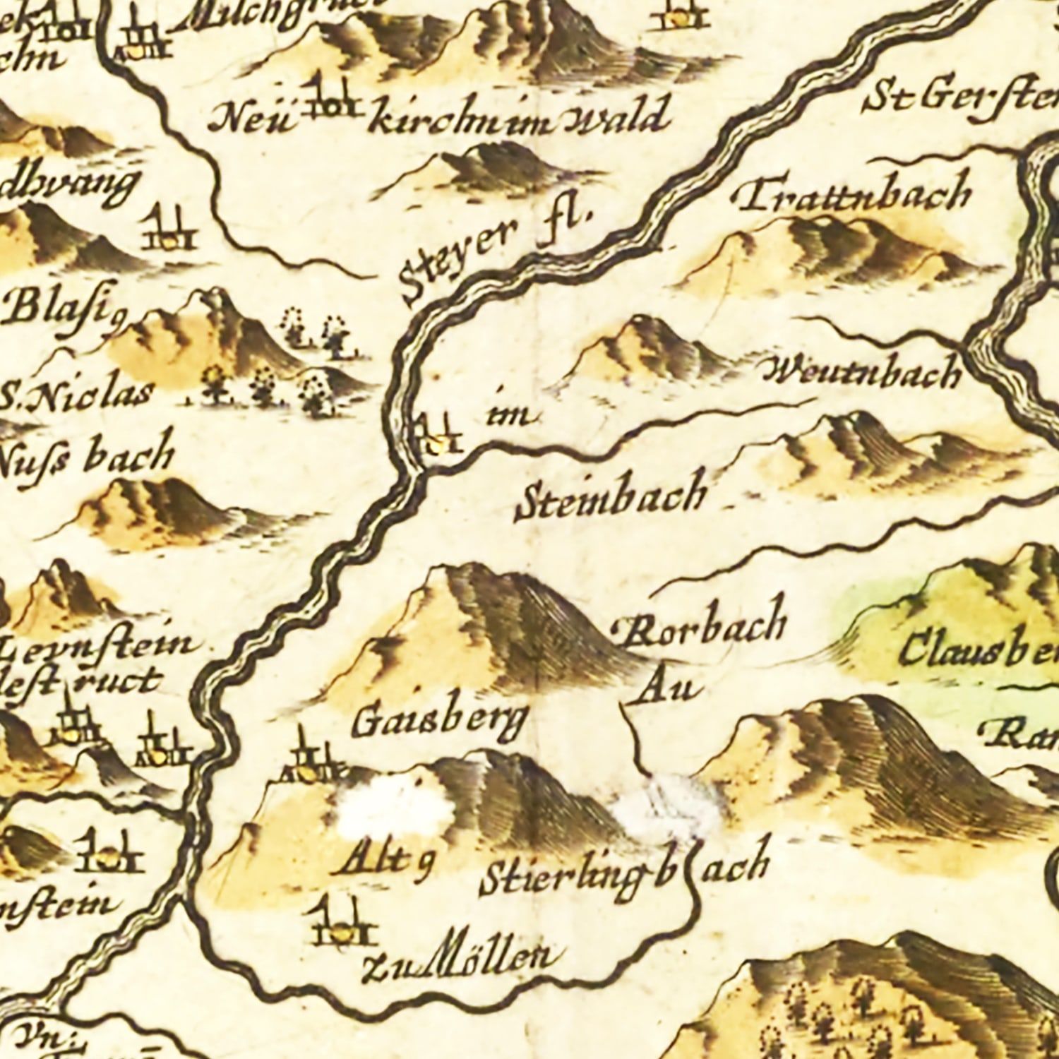 Vintage Map of Austria from Above 1665