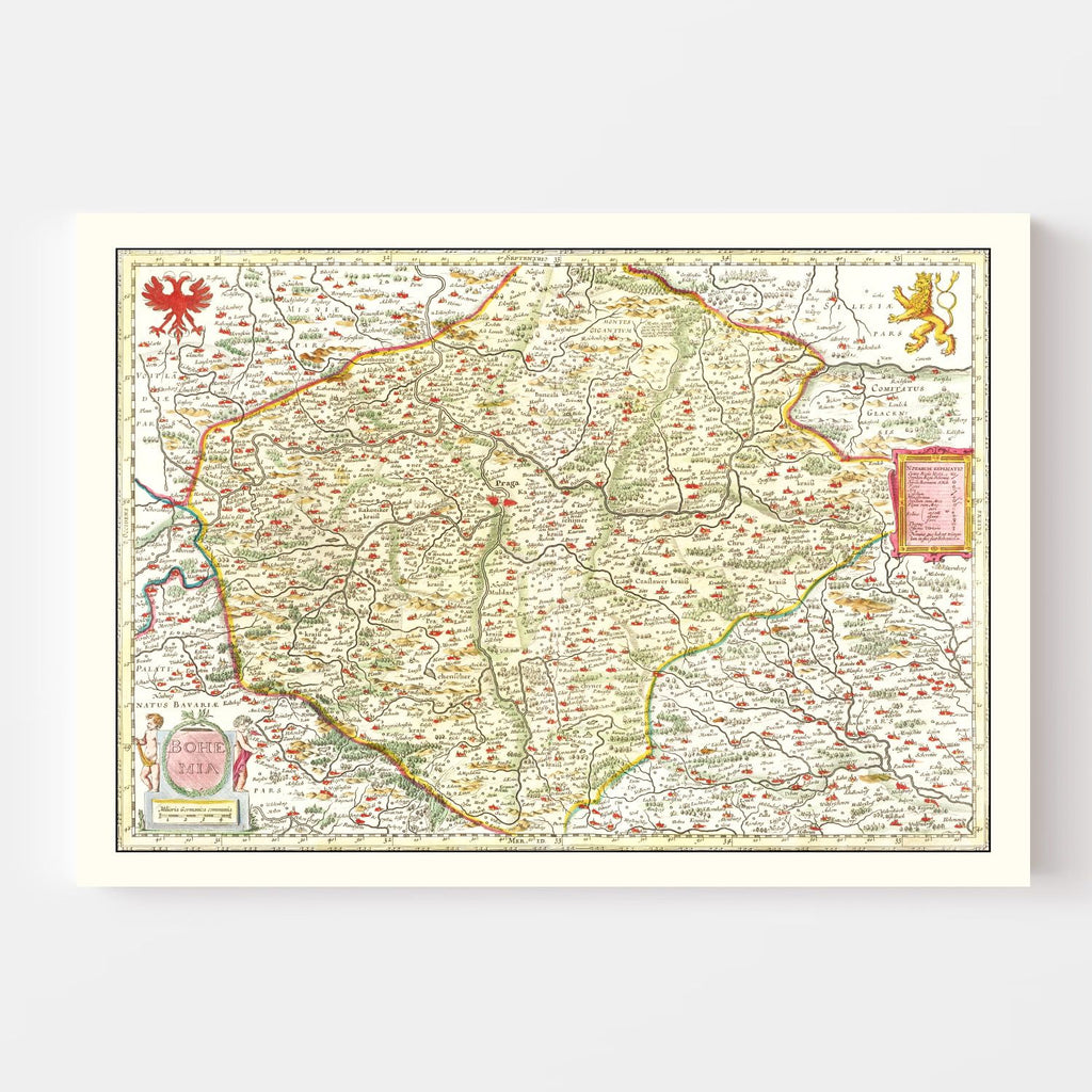 Vintage Map of Bohemia (Czech Republic) 1665
