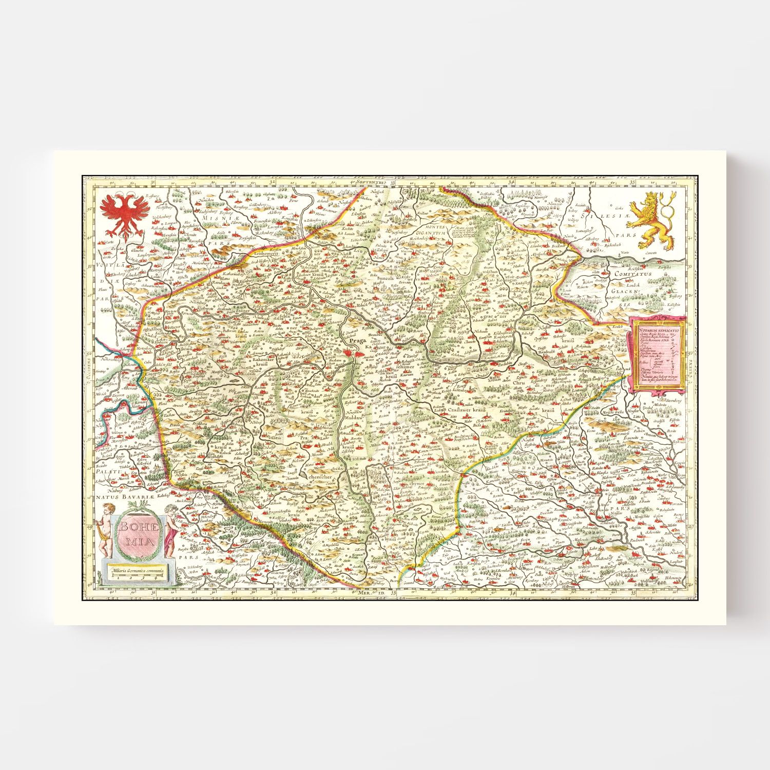 Vintage Map of Bohemia (Czech Republic) 1665