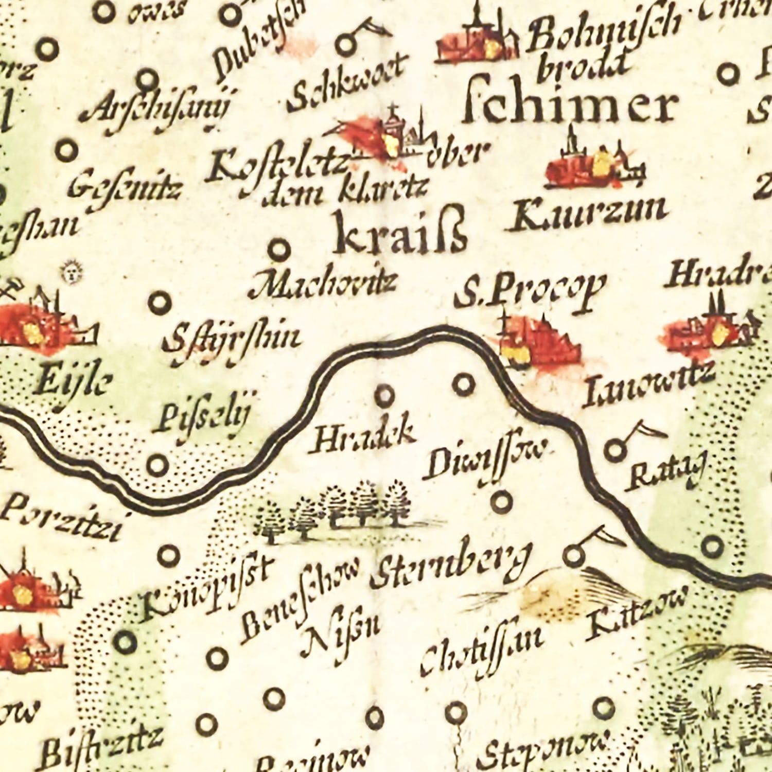 Vintage Map of Bohemia (Czech Republic) 1665