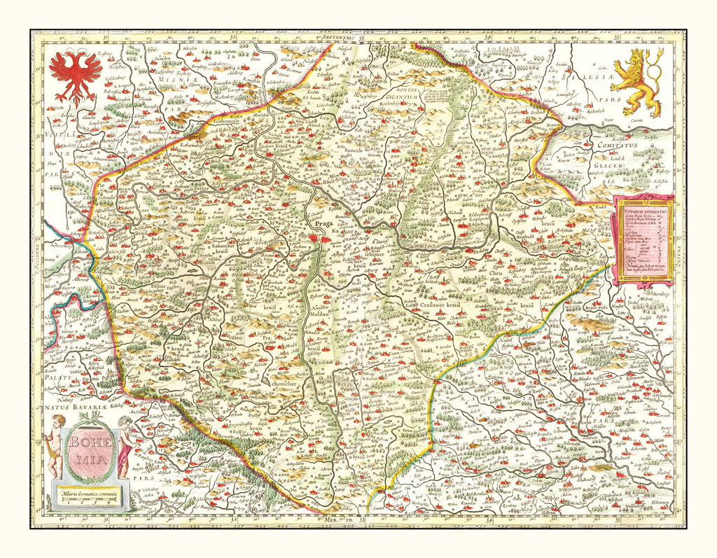 Vintage Map of Bohemia (Czech Republic) 1665