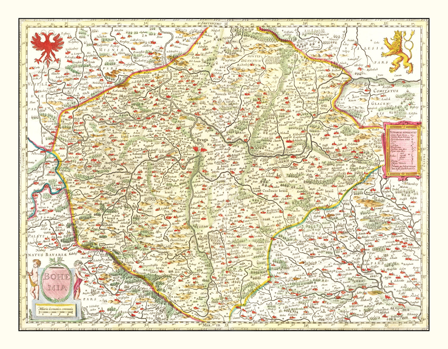 Vintage Map of Bohemia (Czech Republic) 1665