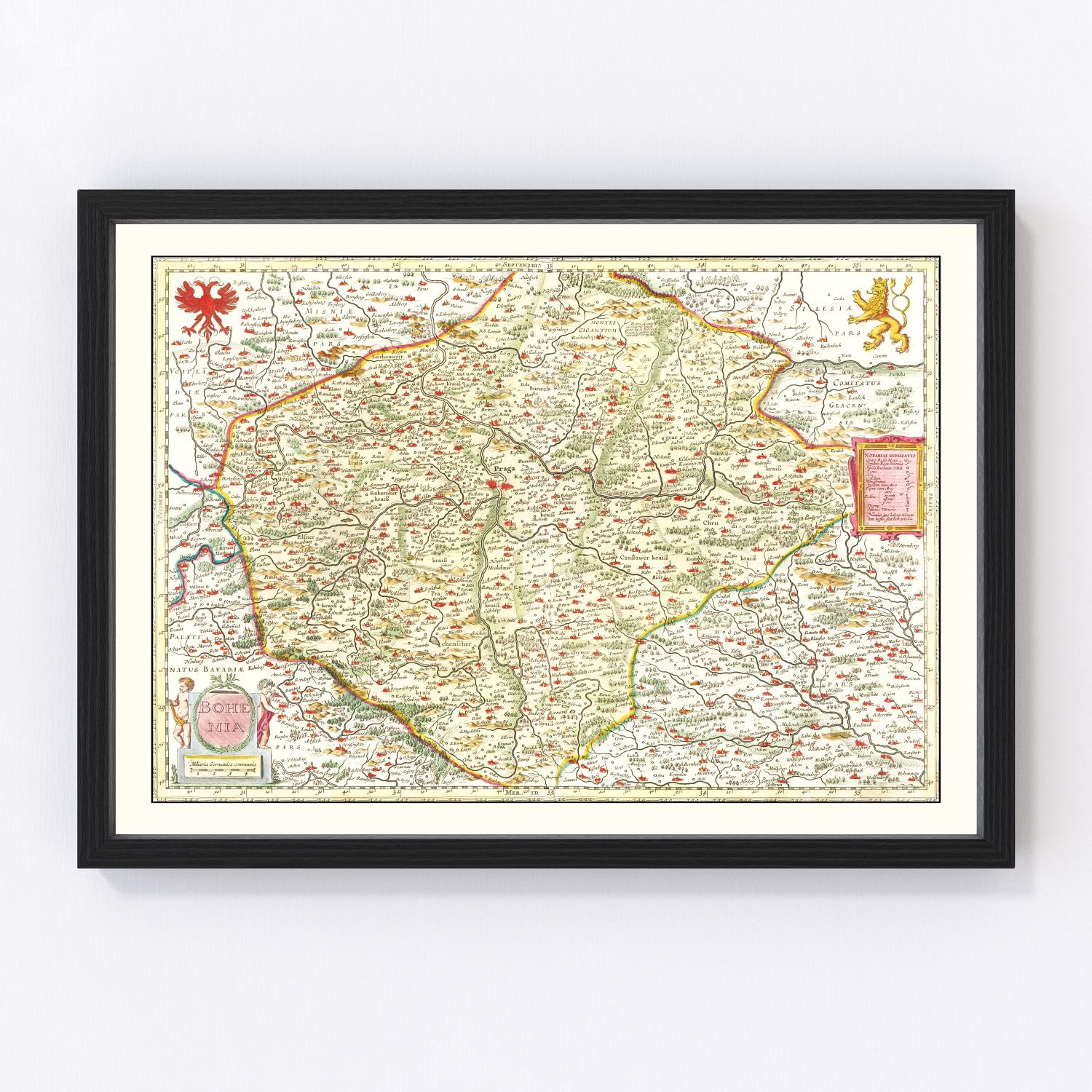 Vintage Map of Bohemia (Czech Republic) 1665