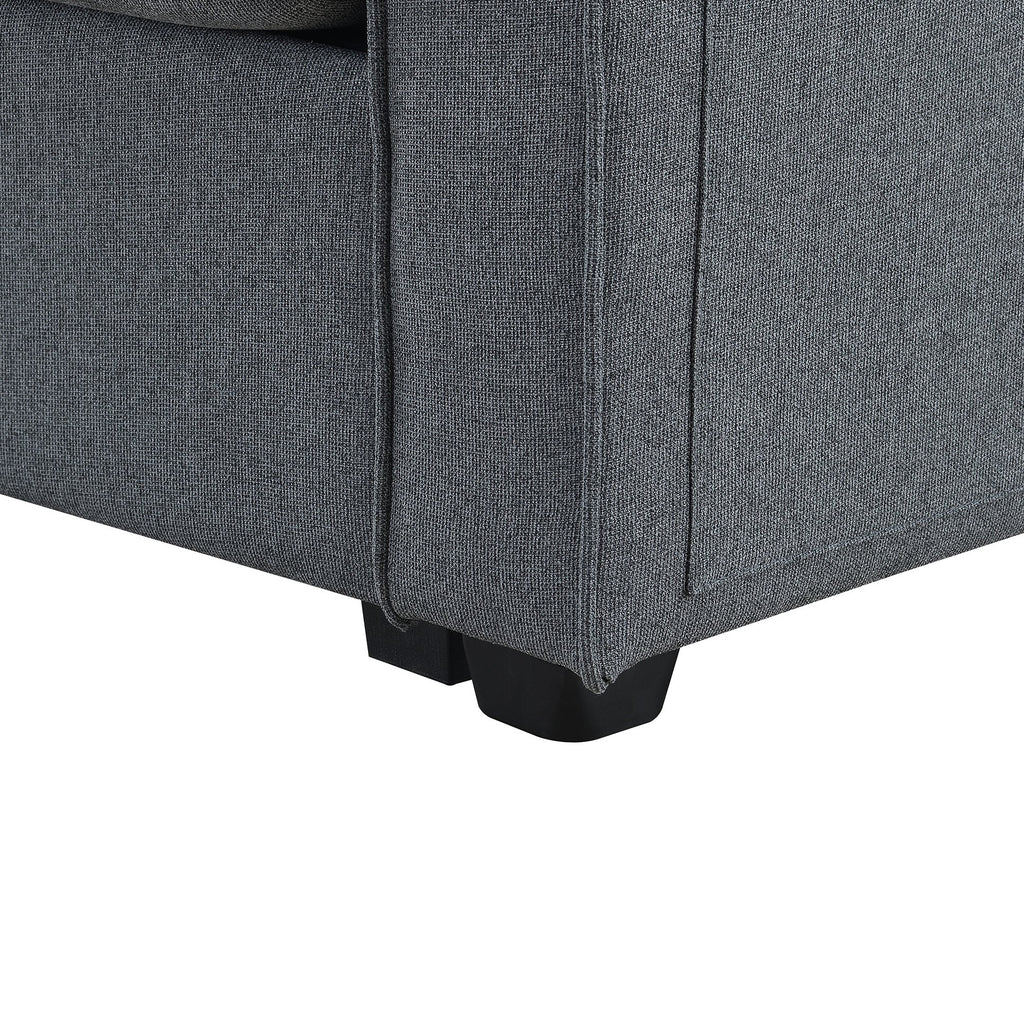 [VIDEO provided] [New] 104' 4-Seater Modern Linen Fabric Sofa with Armrest Pockets and 4 Pillows,Minimalist Style Couch for Living Room, Apartment, Office,3 Colors