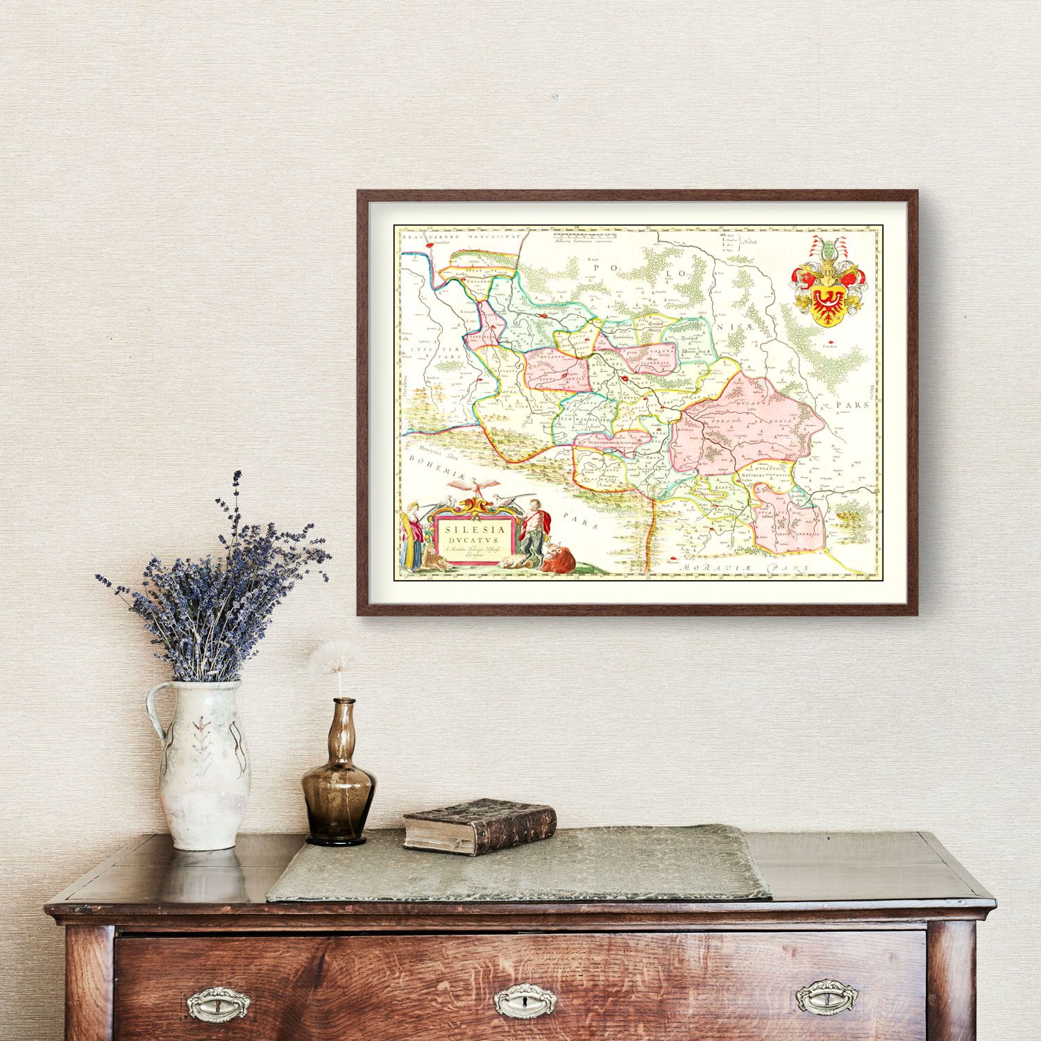 Vintage Map of Silesia 1665