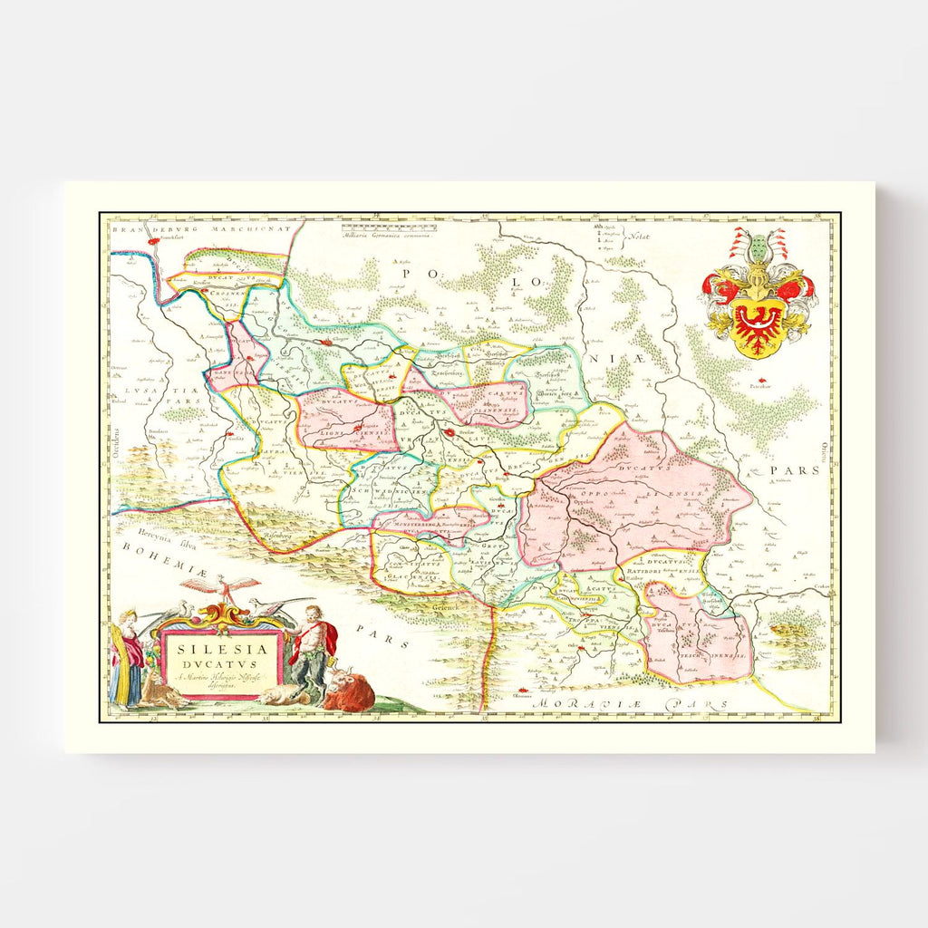 Vintage Map of Silesia 1665