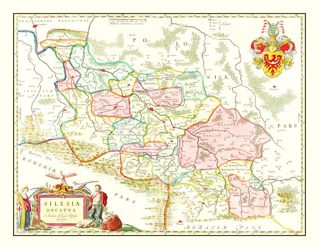 Vintage Map of Silesia 1665