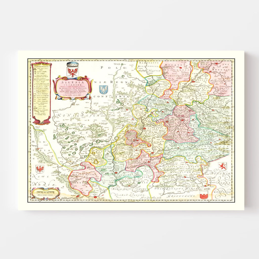Vintage Map of Lower Silesia, 1665