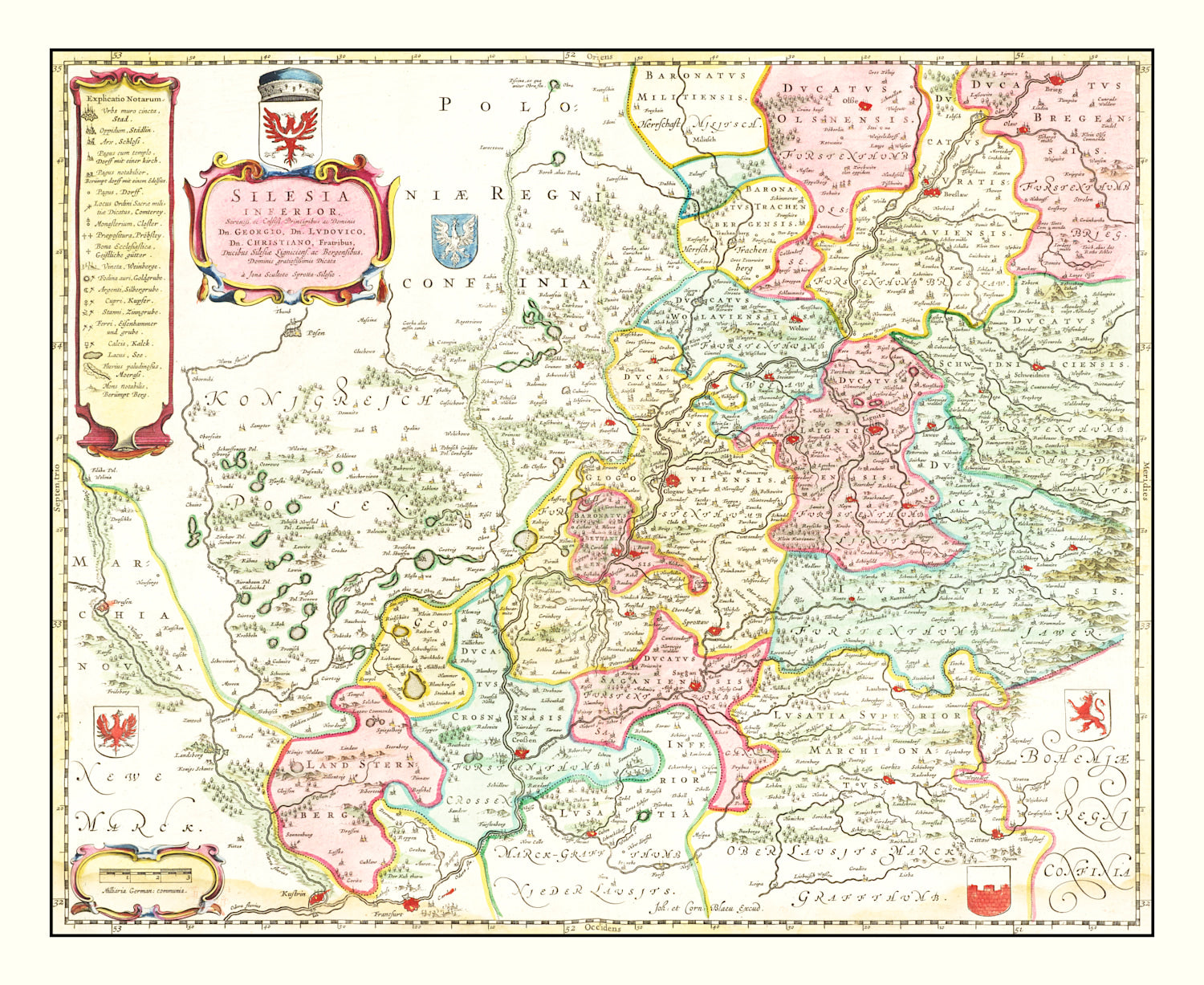 Vintage Map of Lower Silesia, 1665