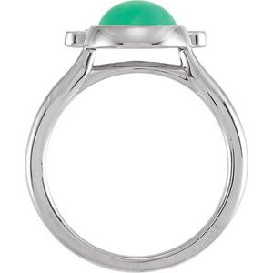 14K White Gold Natural Green Chrysoprase & 1/8 CTW Natural Diamond Ring
