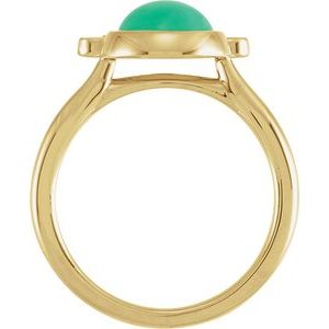 14K Yellow Gold Natural Green Chrysoprase & 1/8 CTW Natural Diamond Ring