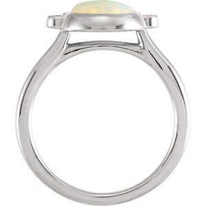 Platinum Natural White Opal & 1/8 CTW Natural Diamond Ring