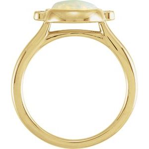 14K Yellow Gold Opal & 1/8 CTW Diamond Ring