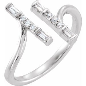 14K White Gold 1/6 CTW Natural Diamond Double Bar Ring