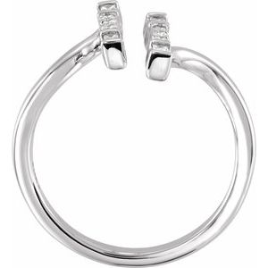 14K White Gold 1/6 CTW Natural Diamond Double Bar Ring