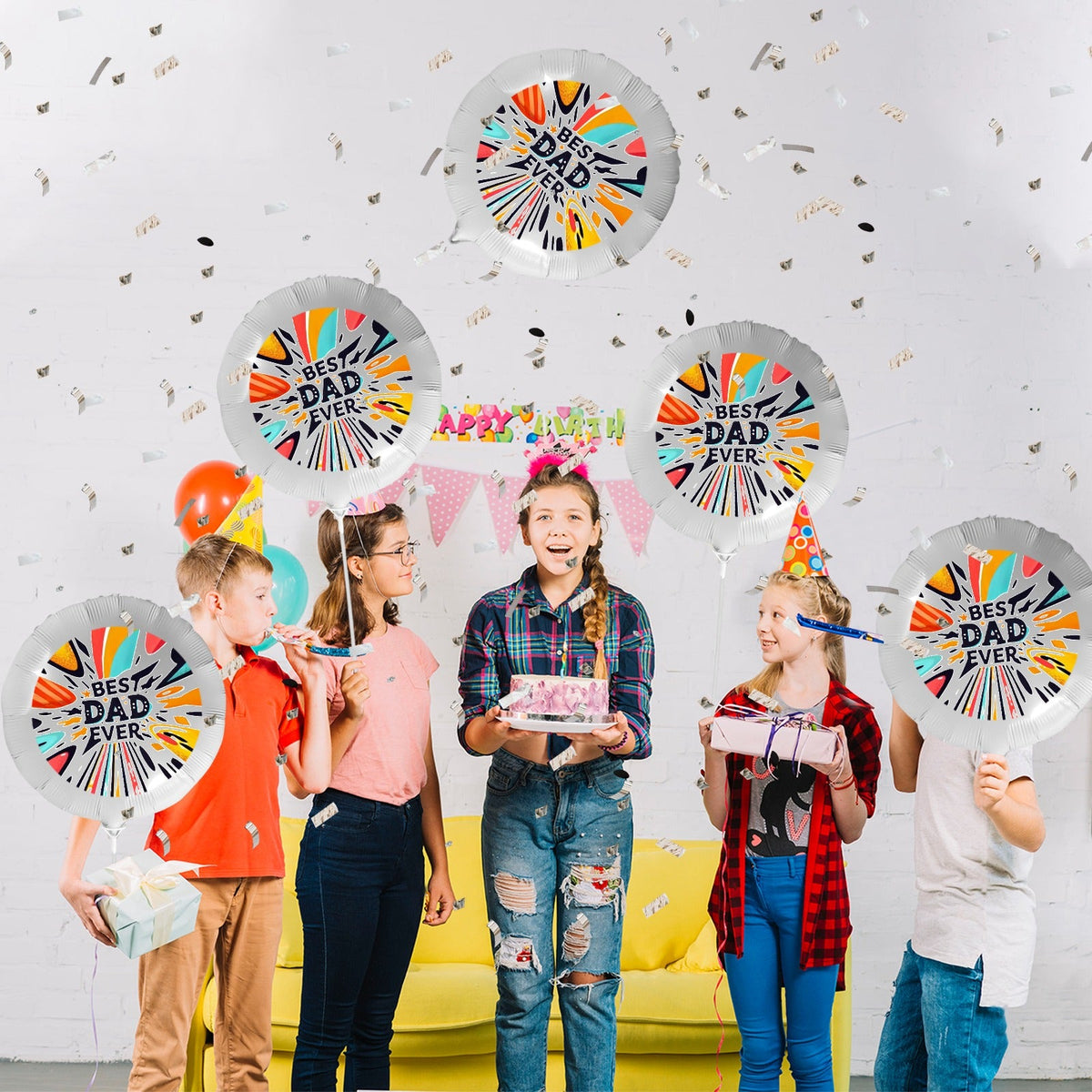Best Dad Ever 18-inch Custom Aluminum Foil Balloons - Pack of 5 (Made in USA)