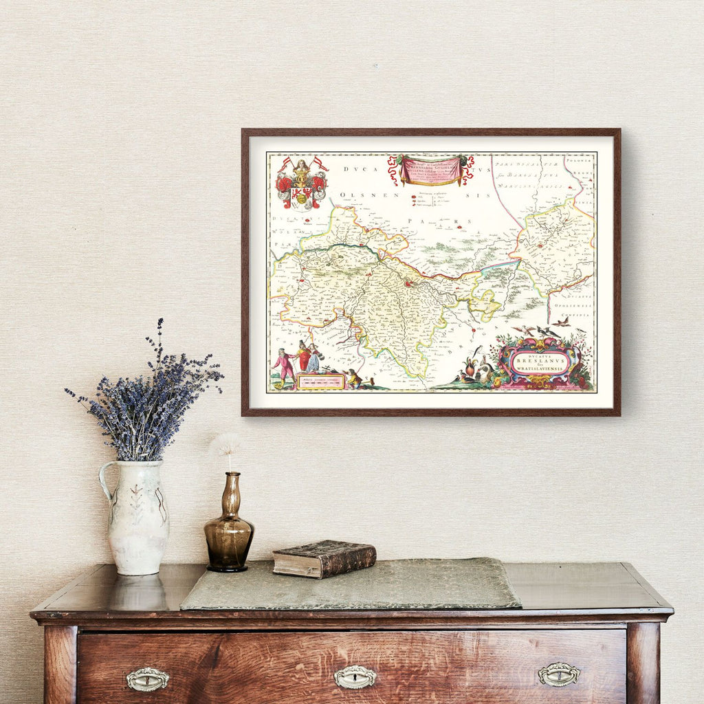 Vintage Map of Breslau (Wroclaw), Poland 1665