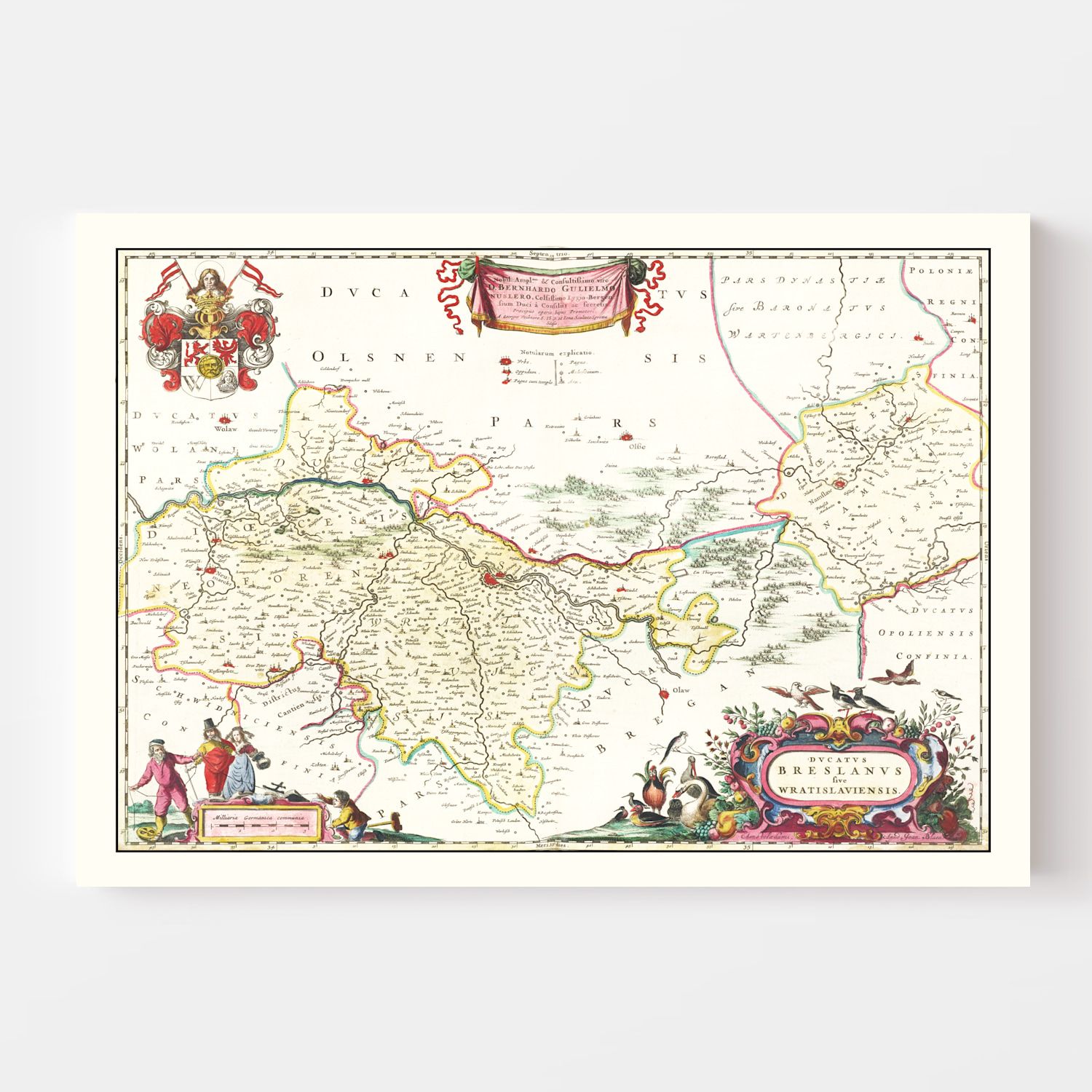 Vintage Map of Breslau (Wroclaw), Poland 1665