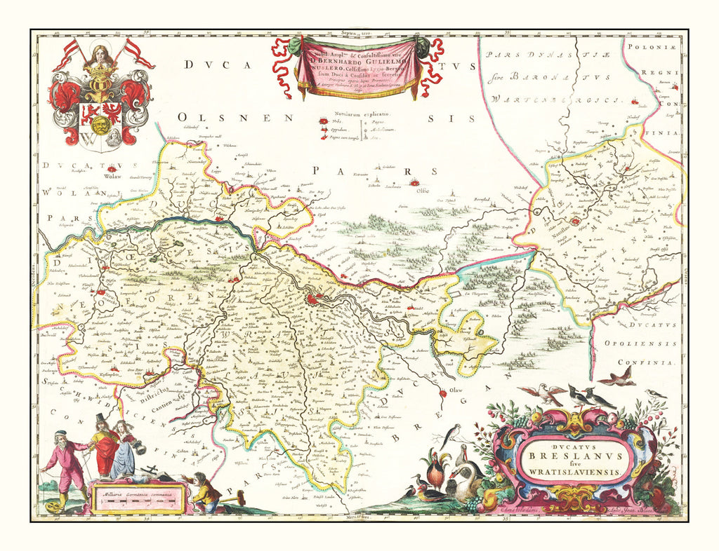 Vintage Map of Breslau (Wroclaw), Poland 1665