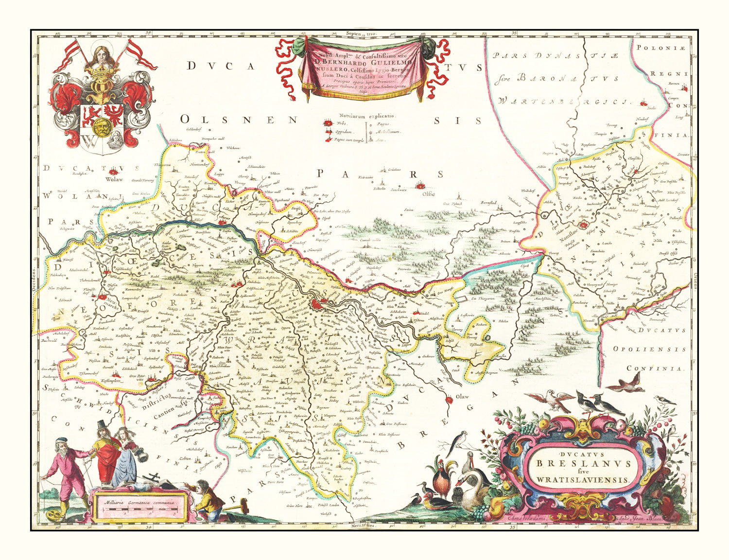 Vintage Map of Breslau (Wroclaw), Poland 1665