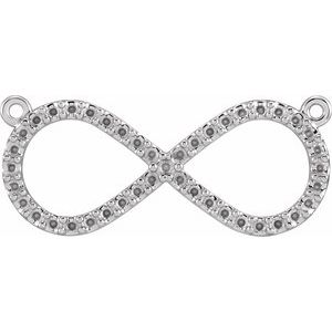 14K White Gold 22x9.35 mm Accented Infinity Necklace Center