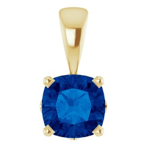 14K Yellow Gold Lab-Grown  Blue Sapphire Pendant