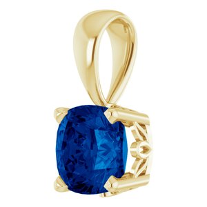 14K Yellow Gold Lab-Grown  Blue Sapphire Pendant