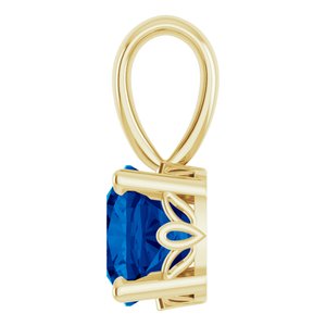14K Yellow Gold Lab-Grown  Blue Sapphire Pendant