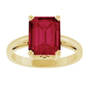 14K Yellow Gold Lab-Grown Ruby Scroll Setting�� Ring
