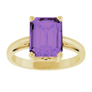 14K Yellow Gold Natural Amethyst Scroll Setting�� Ring