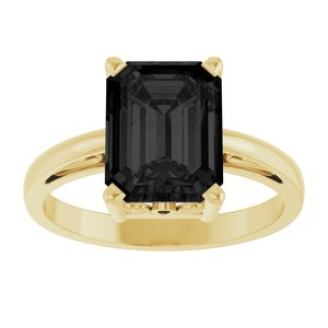 14K Yellow Gold Natural Black Onyx Scroll Setting�� Ring
