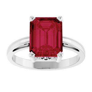 14K White Gold Lab-Grown Ruby Scroll Setting�� Ring