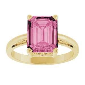14K Yellow Gold Natural Pink Tourmaline Scroll Setting�� Ring