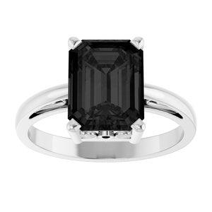 14K White Gold Natural Black Onyx Scroll Setting�� Ring