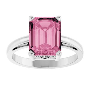 14K White Gold Natural Pink Tourmaline Scroll Setting�� Ring