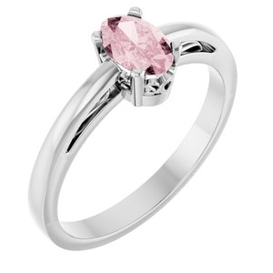 14K White Gold Natural Pink Morganite Ring