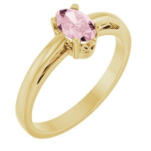 14K Yellow Gold Natural Pink Morganite Ring