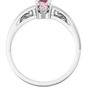 14K White Gold Natural Pink Morganite Ring