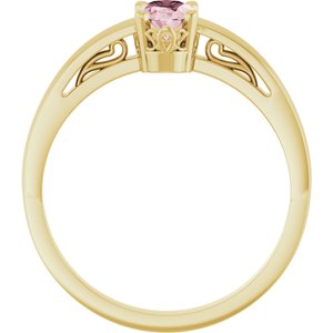 14K Yellow Gold Natural Pink Morganite Ring