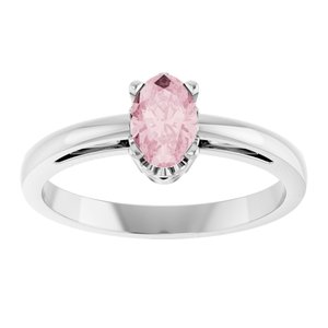 14K White Gold Natural Pink Morganite Ring