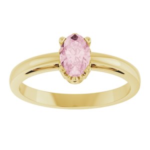 14K Yellow Gold Natural Pink Morganite Ring