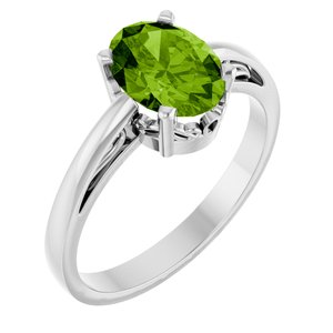14K White Gold Natural Peridot Ring