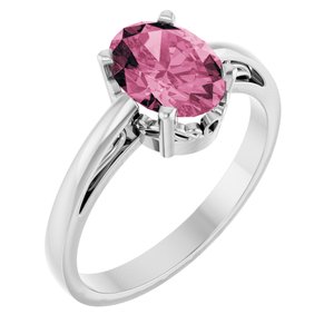 14K White Gold Natural Pink Tourmaline Ring
