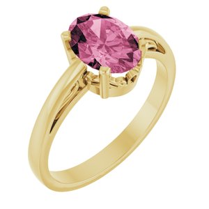 14K Yellow Gold Natural Pink Tourmaline Ring
