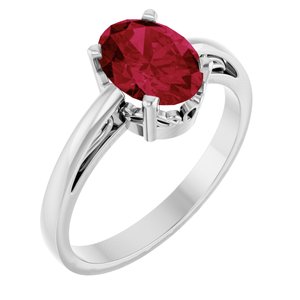 14K White Gold Lab-Grown Ruby Ring