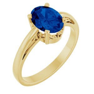 14K Yellow Gold Lab-Grown Blue Sapphire Ring
